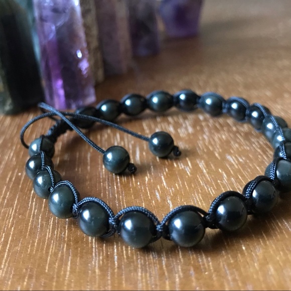 Handmade} Rainbow Obsidian Adjustable Bracelet - Picture 2 of 3